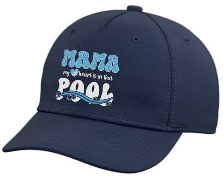 in That Pool Water Polo Mom of A Water Polo Player Mama Adjustable Printed Baseball Hat, Navy Blue