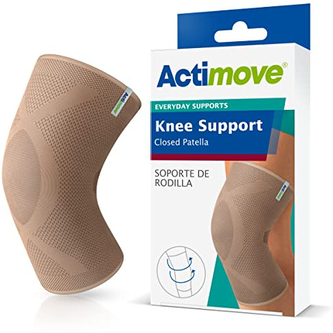 Actimove Everyday Supports Knee Support Closed Patella for Men and Women – Helps with Pain Relief and Swelling – For Chronic Knee Pain and Overuse Knee Injuries – Left/Right Wear – Beige, Large
