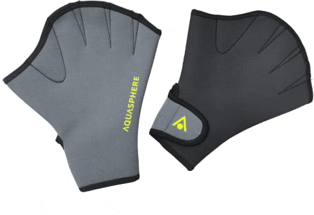 AQUASPHERE Aqua Fitness Glove Neopren Schwimmhandschuh, Schwarz & Grau, M