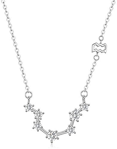 12 stjärntecken stjärnbilder halsband 925 sterlingsilver, astrologi 12 stjärnbilder hänge horoskop tecken astrologi zodiak CZ stjärna halsband smycken födelsedagspresenter för kvinnor män flickor (med