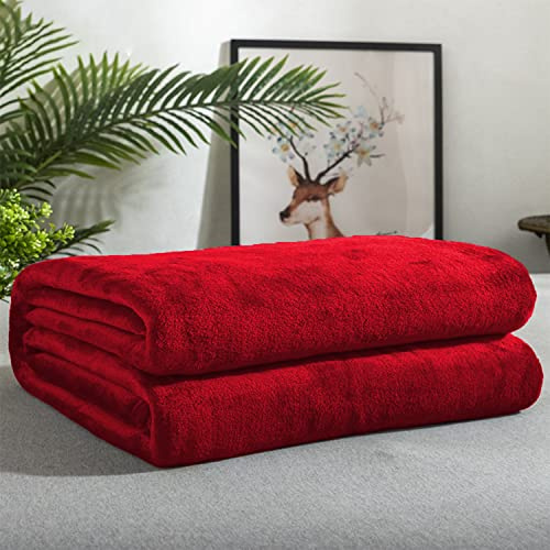 GREATOYAR Manta de Franela para Sofá y Cama - Extra Cálido, Ligera, Sobrecama Transpirable para Mascotas, Color Rojo, 130X160cm