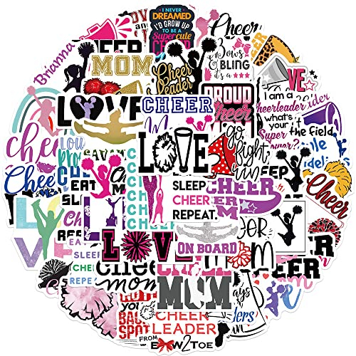 50 Stück Cheerleader Aufkleber Wasserflaschen Laptop Telefon Gitarre Skateboard Computer Koffer Fahrrad Cheerleaders Vinyl Stickers Wasserdicht Ästhetisch Aufkleber für Jugendliche Kinder Erwachsene
