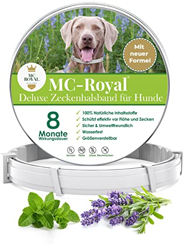 MC-Royal® Deluxe Zeckenhalsband für Hunde - 100% natürliche Inhaltsstoffe - bis zu 8 Monate zuverlässiger Zeckenschutz