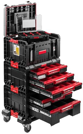 PAFEN Rollende Werkstatt Werkstattschublade - Premium Werkzeugtrolley - Werkzeugkasten auf Rädern 445 x 335 x 850 mm Sehr stabil Chemikalienbeständig Werkstattwagen