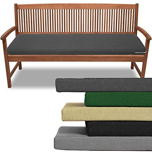 Brillars Bench Cushion Pad Outdoor Indoor - Garden Kitchen Furniture 2 Seater 108x45x6cm Charcoal Grey Seat Foam - Non Slip Water-Resistant for Patio Rattan Sofa Swing Hammock