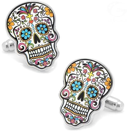 YAHOYA Gemelli Teschio da Uomo Materiale di Ottone di qualità Muti-Color Day of The Dead Cuff Links