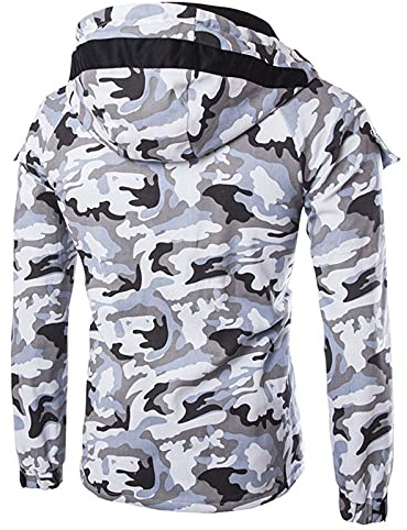 Dinnesis Camouflage à capuche pour hommes pluie hiver manteau homme, Blanc., L