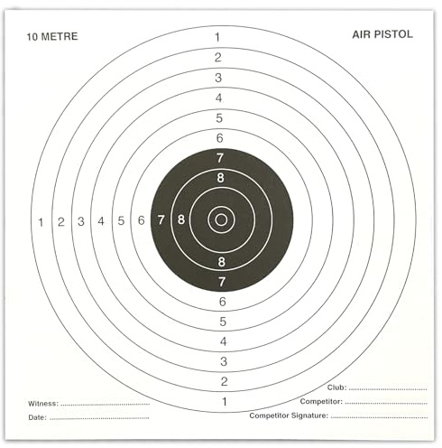 100 Paper Targets Official 10 Metre Air Gun Pistol Rifle Pellet 14x14cm 100gsm Paper Shooting Gun Training Practice Airsoft Black/White #148B