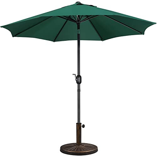 Yaheetech Parasol de Jardin 270 cm avec Pied de Parasol 10 KG Parasol Inclinable Extérieur avec Cadre en Métal Protection Solaire pour Jardin Terrasse Patio Piscine Plage Balcon Vert