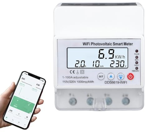 Intelligenter Stromzähler, WLAN-Photovoltaik-Smart-Meter, Intelligenter Energiemonitor, Eingebauter Relais-Leistungsschalter-Timer, 1PH 4P 110 V 220 V 1-100 A, Stromzähler, KWh-Messgerät über Unterspa