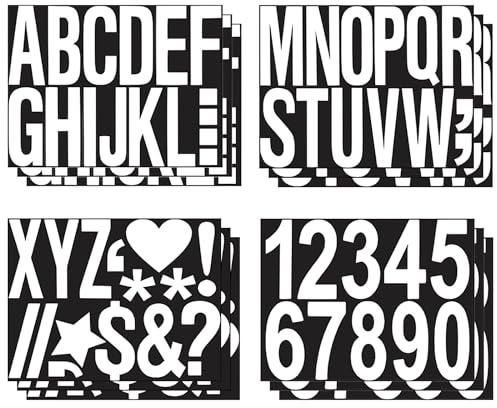 TNSLAND 12 Hojas Letras Adhesivas y Numeros, 10 cm Pegatinas Letras Adhesivas Letras Adhesivas Grandes, Pegatinas Numeros para Decoración, Marcaje, Guiado, Blanco