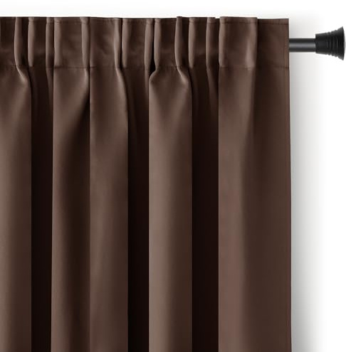 AmeliaHome Blackout - Cortina Opaca para Ventana, 140 x 270 cm, Color Chocolate, 1 Unidad, Cinta fruncidora