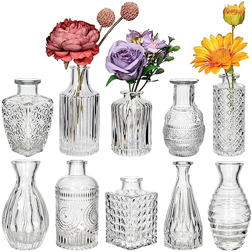 Set di piccoli vasi decorativi, 20 pezzi, decorazione da tavolo, per matrimonio, mini tavolo, vintage, vaso in vetro, cresima, piccoli vasi per decorazione da tavolo, bottiglie vintage, vaso per fiori