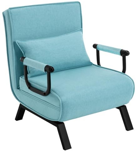WOLTU Schlafsessel 3 in 1 mit bettfunktion, Gästebettfür, Schlafsofa mit Bettfunktion, Verstellbarer Rückenlehne, Wohnzimmer, Schlafzimmer, Balkon, Metallrahmen Leinen, 65 x 75 x 78cm, Blau