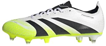 adidas Unisex Predator League Soft Ground Football Boots, Cloud White/Core Black/Lucid Lemon, 7 UK