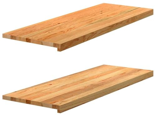 vidaXL Solid Oak Wooden Window Sills - 2pcs Light Brown Unfinished - Natural Look Windowsill Board - Customizable, Display, Easy Clean - 110x40x2 cm