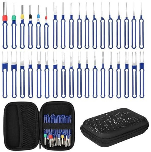 36 PCS Upgraded Terminal Removal Tool Kit, Pin Extractor Tool, Electrical Wire Connector Pin Removal Tool Kit, Universal Terminal Ejector Kit with a Protective Bag(Blue)