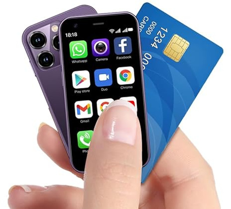 McMgc Unlocked 4G Mini Mobile Phone 3.0'' HD Small Screen,Android 10.0,Dual SIM Dual Camera,Face Unlock Student Pocket Cellphone (Purple)