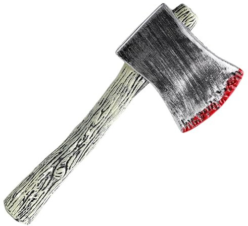 Lawnrden Fausse Hache, Hache de Conduite sanglante, Hache Jouet réaliste Vintage avec poignée, Hache en Plastique pour Cosplay, Costume, Farce, Accessoires d'halloween / 5x12in