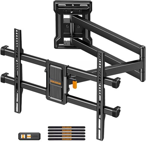 Perlegear Long Reach 700 mm TV Wall Bracket with ±90° Swivel, Corner TV Bracket for 32-65″ TVs up to 60 KG, Dual Tilt Adjustment, Max VESA 400x400mm, Cable Management PGMF24B