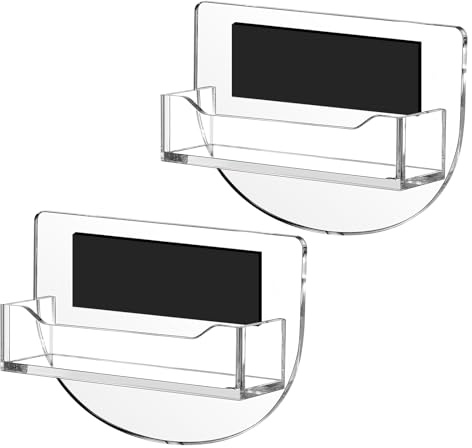 Geelin 2 Pcs Acrylic Magnetic Business Card Holder Clear Plastic Business Card Display Stand for Exhibition Office Retail Shops Vendor Booth, Fits 30-50 Business Cards