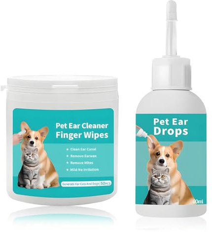 Znnhnn Salviette per Dita per Cani e Gatti, Pulizia Orecchie, Detergente Orecchie, Salviette per Le Dita della Pulizia dei Denti per Animali Domestici, Salviette Igieniche per Cura e Lgiene, 2PCS