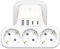 7 en 1 Regletas Enchufes 2 USB, Ladron Enchufes Plano con 2 USB C, 3 Tomas Ladrón Enchufes Multiples con LED, Triple Cargador Multiple 3680W, Regleta Pared para Oficina, Blanco