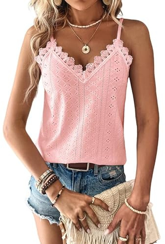 Haibang Chic och elegant sommarlinne dam camisole spets ärmlös spaghettiband topp sexig lös tröja ögla broderi camisole mode casual tanktoppar
