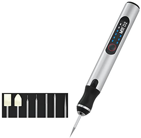ASHLUYAK Bolígrafo de pulido eléctrico con máquina de grabado inalámbrica recargable por USB de 7 bits, herramienta giratoria inalámbrica para tallar vidrio y madera