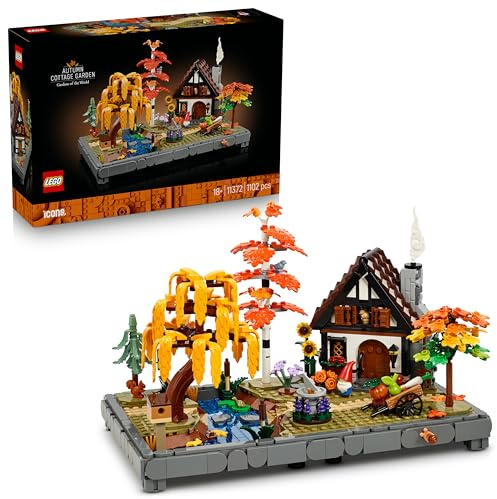 LEGO Icons Autumn Cottage Garden - Miniature Building Set for Adults - Display Model Kit w/a House, 4 Trees, Animal Figures & Flowers - DIY Room Decor - Gift Idea - 11372
