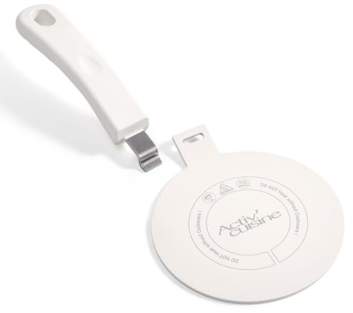 ACTIV CUISINE Induktion Adapterplatte Induktionsadapterplatte mit abnehmbarem Griff Moka Espressokocher Induktionskochteller Adapter für die Verwendung von Kaffeekannen auf Induktion 14 cm, Weiß