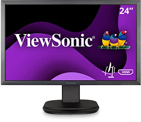 Viewsonic VG2439SMH-2 Monitor ergonómico Full HD de 24 Pulgadas con HDMI, VGA, DisplayPort y Cuidado de la Vista para Trabajar y estudiar en casa, Negro