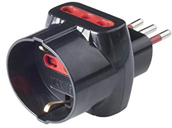 Rosi Adattatore Emilia Prime, nero, 2 prese bivalenti + 1 presa schuko