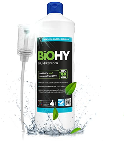 BiOHY Grundreiniger (1l Flasche) + Dosierer | gegen hartnäckige Verkrustungen & Pflegefilme | reinigt alle säure- & wasserfesten Oberflächen | kraftvolles Konzentrat | ideal für Werkstatt & Küche