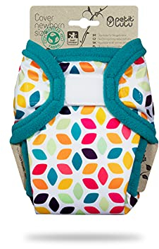 Petit Lulu Größe 1 PUL Überhose (2-6 kg) | Klett | Newborn Windelüberhose | Baby Windelhose | Waschbar & Wasserdicht | Stoffwindeln für Neugeborene | Hergestellt in EU (Floral Cubes)