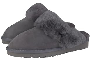 Rohn Moden Lammfell Pantoffel Slipper Talea, Hausschuhe für Damen aus echtem Fell in Premiumqualität (39 EU, grau, numeric_39)