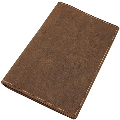 Büffel-Vollleder Ausweismappe mit Hirsch-, Wildschwein-, Fisch-, Totenkopf-Motiv oder ohne Motiv für Fahrzeugschein, Schwerbehindertenausweis, Waffenschein, Jagdschein etc. (Ohne Motiv/Cognac)