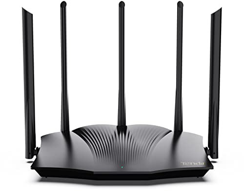 Tenda WiFi 6 AX3000 WLAN-Router – Dualband, 1 x WAN/3 x LAN-Ports, Gigabit 5 Antennen mit 6 dBi Router für Spiele, unterstützt VPN WPA3 WPS OFDMA, MU-MIMO Repeatermodus (RX12Pro)