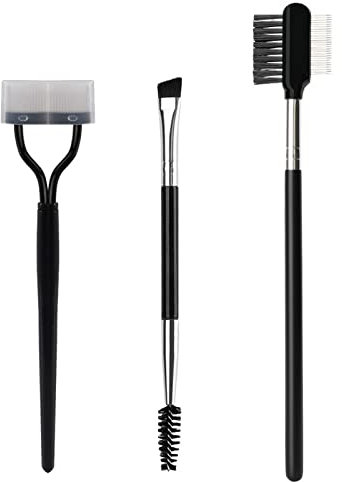 Pennello per Sopracciglia,3 Pezzi Pettine Sopracciglia in Acciaio Inox,pettine per sopracciglia/ciglia a doppio angolo,per La Cura Delle Sopracciglia Donne Strumenti Cosmetici