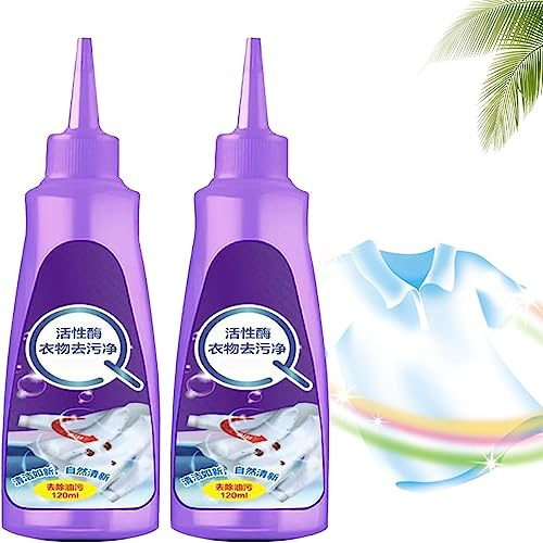 Active Enzyme Laundry Stain Remover, Garment Stubborn Stain Cleaner Oil Remover, 120ml All-purpose Foam Cleaner Deep Cleaning Detergent for All Textiles, Stain Remover For Clothes (2Pcs)