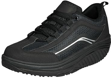 Aerosoft Walker Comfort - Zapatillas con Cordones para Hombre y Mujer, Espuma viscoelástica, Negro, 37 EU