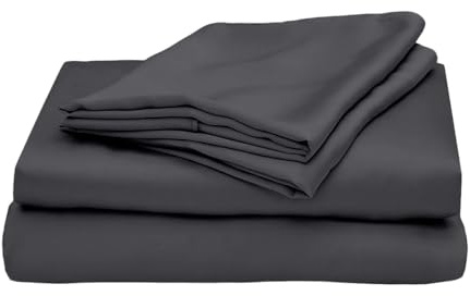 Waterlily 100% Bamboo Lyocell Bedding Set 4 Pcs Duvet Cover Flat Sheet Pillowcases Double King Organic Natural Soft Vegan Silk Luxury Bed Linen (Charcoal, King)