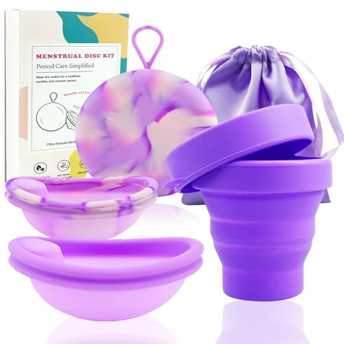 Ketliyaze Set di Dischi Mestruali, 2 Dischi Mestruali (S+L) con Sterilizzatore e Custodia, Coppetta Mestruale, Disco Mestruale Riutilizzabile per Donne Attive, Sport, Nuoto e Intimità