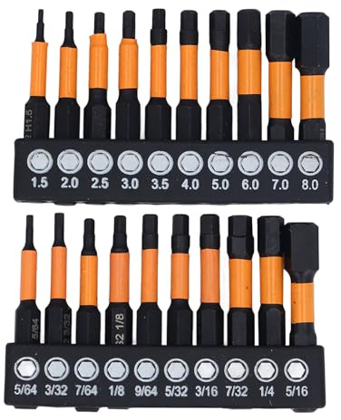 Coffret 20PCS Embouts Magnétiques Allen 1/4 Tête Hexagonale Acier S2 pour Tournevis et Perceuse Percussion