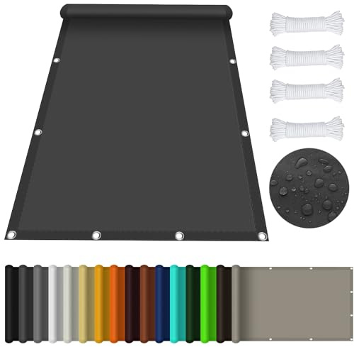 Paño rectangular de 1 x 32 pies, 98% de protección UV, doble revestimiento de poliuretano para pérgola, jardín, terraza, balcón, color gris oscuro, cubierta de parasol para exteriores