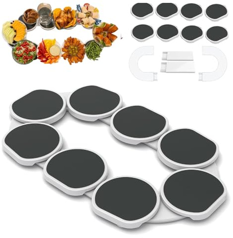 Lazy Susan - Giradischi per tavolo da pranzo, girevole a 360°, vassoio girevole per servire cibi, grande scrivania espandibile Lazy Susan, organizer per armadio, per centrotavola, feste, cucina