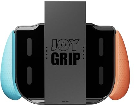 SAVAGE RAVEN by Skull & Co. JoyGrip for Nintendo Switch 2 Joy-Con Controller: Rechargeable Handheld Joystick Remote Control Holder with Interchangeable Grips - Neon Blue & Red