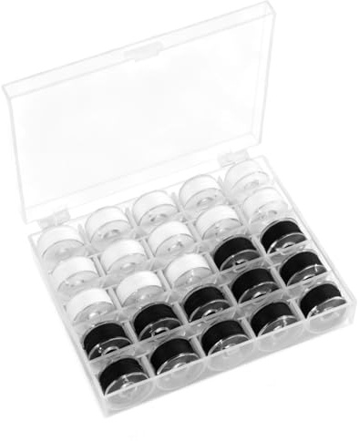 Juego de Hilos de Coser, 25 Piezas, Blanco y Negro