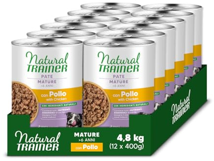 Natural Trainer Medium-Maxi Cibo Umido per Cani Mature - Paté con Pollo 12 x 400g