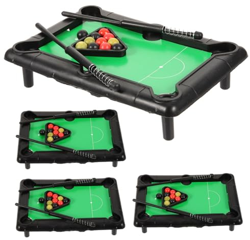 TOBBOMEY 4 Ensemble Mini Table Billard Garçon Fille Plastique Jeu de Billard de Bureau Compact pour Développer Coordination Main-œil et Interaction Familiale Couleur Couleur Aléatoire